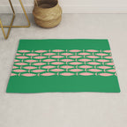 Fish Stripe Minimal Mid Century Modern Green and Pink Rug Gallery Image 1
