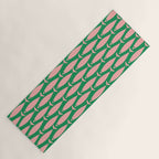 Fish Stripe Minimal Mid Century Modern Green and Pink Yoga Mat Gallery Image 1