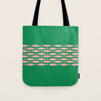 Fish Stripe Minimal Mid Century Modern Green and Pink Tote Bag Gallery Image 1