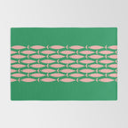 Fish Stripe Minimal Mid Century Modern Green and Pink Rug Gallery Image 2