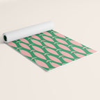 Fish Stripe Minimal Mid Century Modern Green and Pink Yoga Mat Gallery Image 2