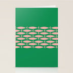 Fish Stripe Minimal Mid Century Modern Green and Pink Stationery Card Gallery Image 2