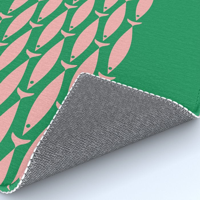Fish Stripe Minimal Mid Century Modern Green and Pink Rug Gallery Image 4