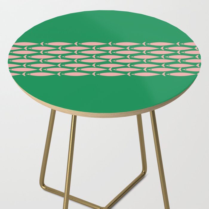Fish Stripe Minimal Mid Century Modern Green and Pink Side Table Gallery Image 2