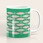 Fish Stripe Minimal Mid Century Modern Green and Pink Coffee Mug Gallery Image 1