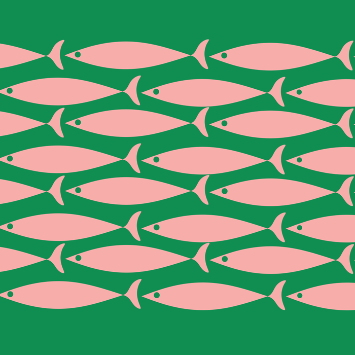 Fish Stripe Minimal Mid Century Modern Green and Pink Coffee Mug Gallery Image 2