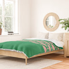Fish Stripe Minimal Mid Century Modern Green and Pink Duvet Cover Gallery Image 2