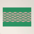 Fish Stripe Minimal Mid Century Modern Green and Pink Welcome Mat Gallery Image 1