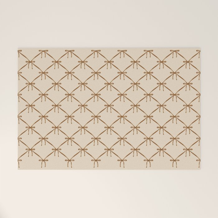 Bows & Ribbons Pattern LVI Neutral Beige Welcome Mat Gallery Image 1