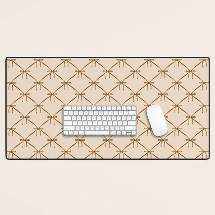 Bows & Ribbons Pattern LVI Neutral Beige Desk Mat Gallery Image 1