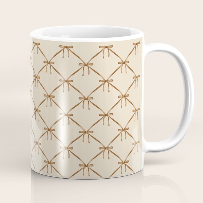 Bows & Ribbons Pattern LVI Neutral Beige Coffee Mug Gallery Image 1