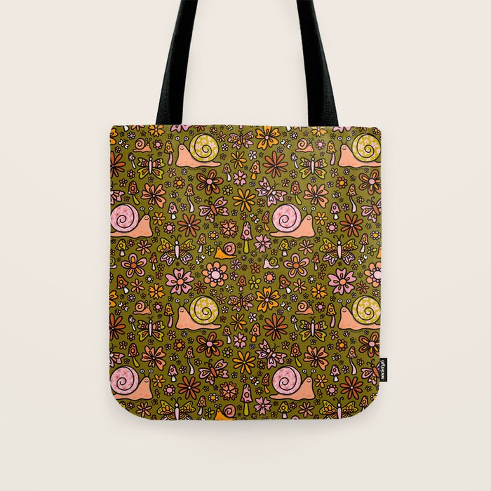 Spring Snail Print Tote Bag Gallery Image 1