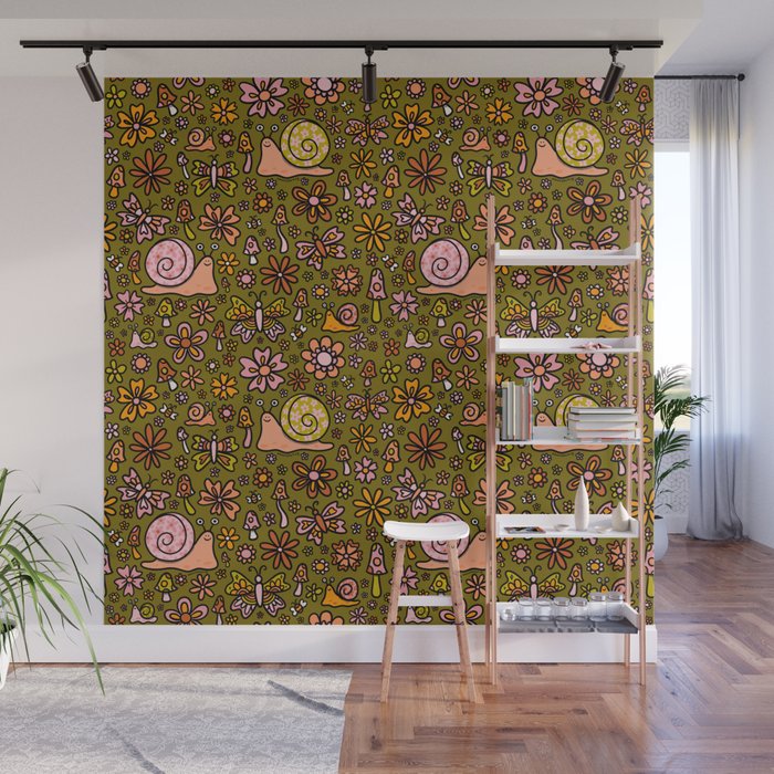 Spring Snail Print Wall Mural Gallery Image 1