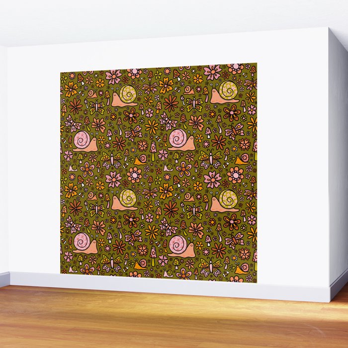 Spring Snail Print Wall Mural Gallery Image 2