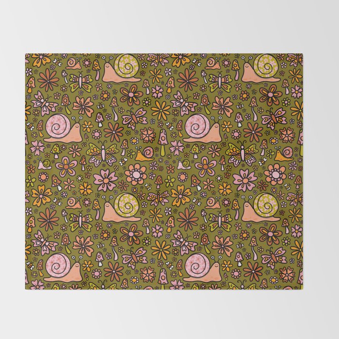 Spring Snail Print Throw Blanket Gallery Image 2