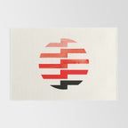 Minimalist Mid Century Circle Frame Vermillion Red Zig Zag Colorful Lightning Bolt Geometric Pattern Rug Gallery Image 2