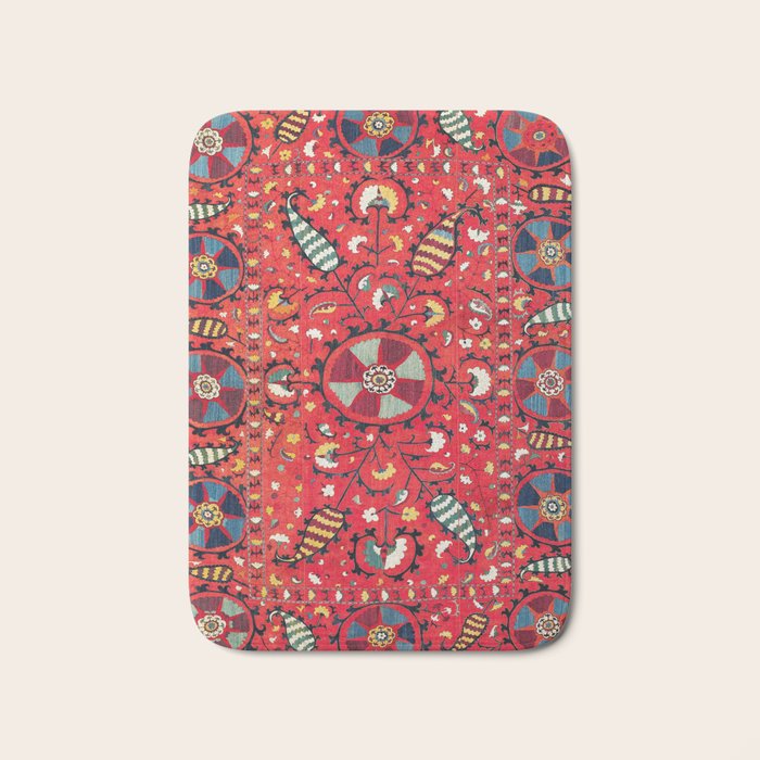 Lakai Suzani Samarkand Uzbekistan Embroidery Print Bath Mat Gallery Image 1