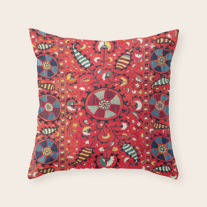 Lakai Suzani Samarkand Uzbekistan Embroidery Print Throw Pillow Gallery Image 6