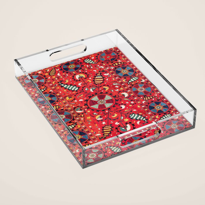 Lakai Suzani Samarkand Uzbekistan Embroidery Print Acrylic Tray Gallery Image 1