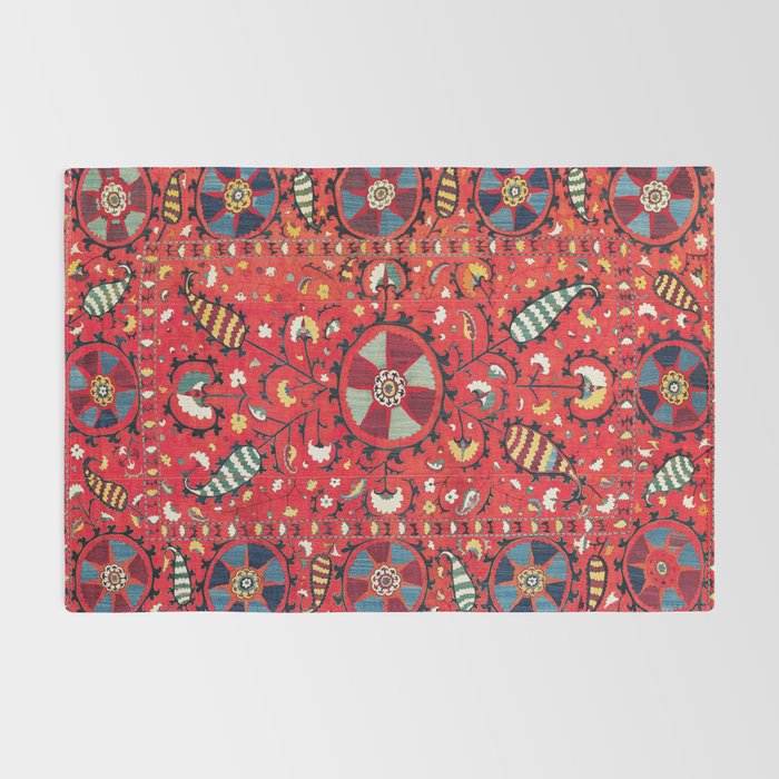 Lakai Suzani Samarkand Uzbekistan Embroidery Print Rug Gallery Image 2