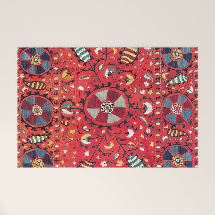 Lakai Suzani Samarkand Uzbekistan Embroidery Print Welcome Mat Gallery Image 1