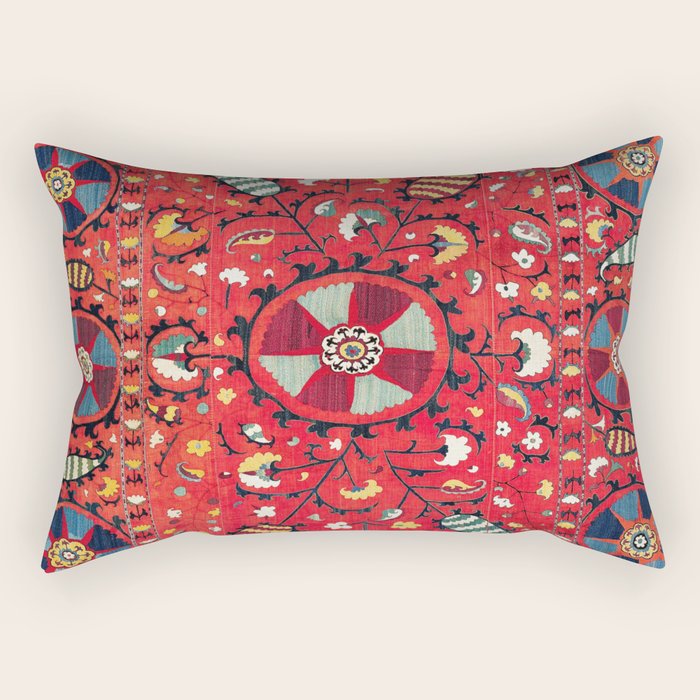 Lakai Suzani Samarkand Uzbekistan Embroidery Print Rectangular Pillow Gallery Image 2