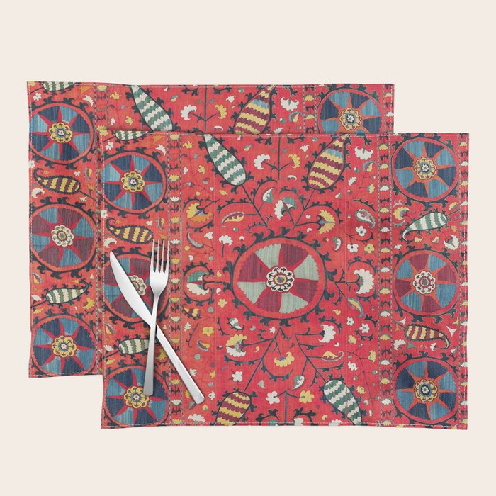 Lakai Suzani Samarkand Uzbekistan Embroidery Print Placemat Gallery Image 1