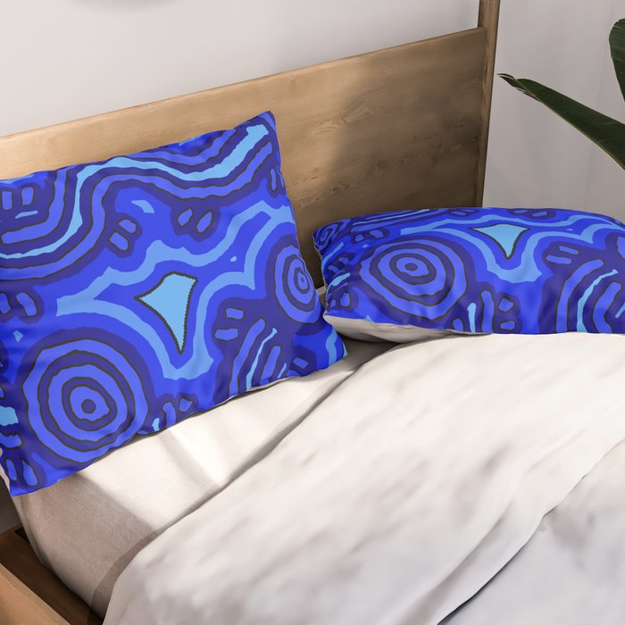Authentic Aboriginal Art - Blue Campsites Pillow Sham Gallery Image 2