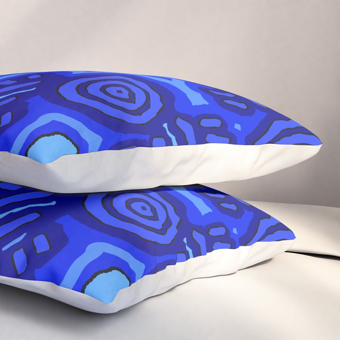 Authentic Aboriginal Art - Blue Campsites Pillow Sham Gallery Image 3