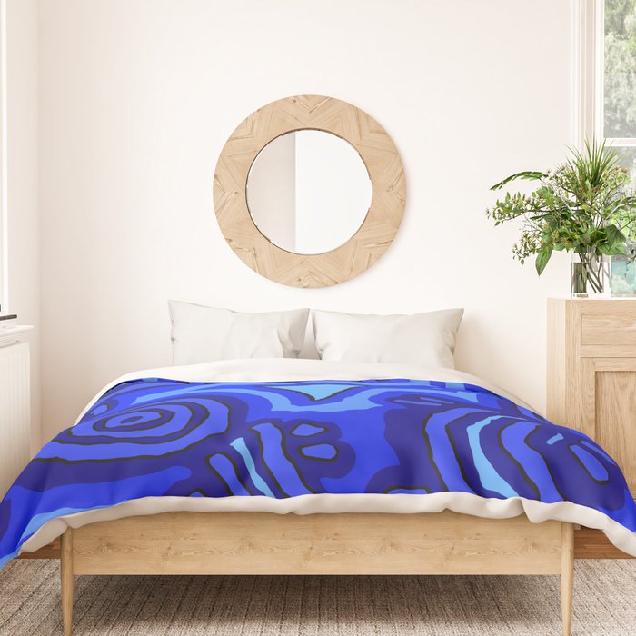Authentic Aboriginal Art - Blue Campsites Duvet Cover Gallery Image 3