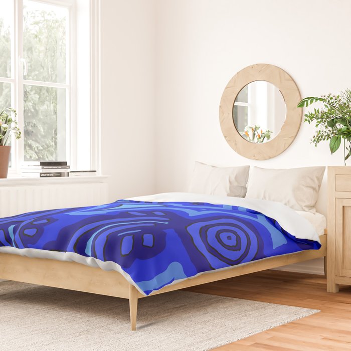 Authentic Aboriginal Art - Blue Campsites Duvet Cover Gallery Image 2