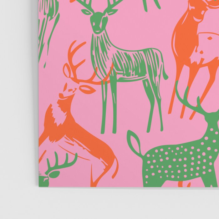 Vintage christmas deer animal art pattern Poster Gallery Image 3