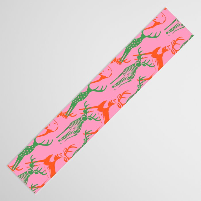 Vintage christmas deer animal art pattern Table Runner Gallery Image 3