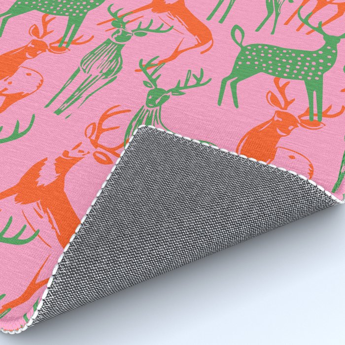 Vintage christmas deer animal art pattern Rug Gallery Image 4