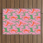 Vintage christmas deer animal art pattern Outdoor Rug Gallery Image 1