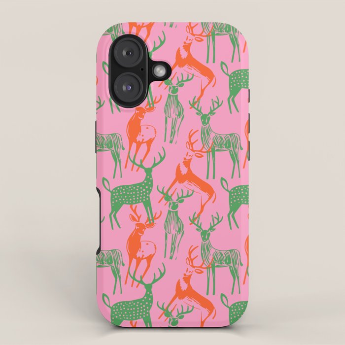 Vintage christmas deer animal art pattern iPhone Case Gallery Image 1