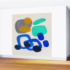Mid Century Modern Abstract Minimalist Fun Colorful Shapes Marine Green Retro Vintage Fun Shapes Wall Mural Gallery Image 2