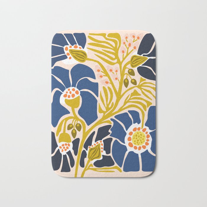 Modern floral illustration; Backyard flower Bath Mat Gallery Image 1