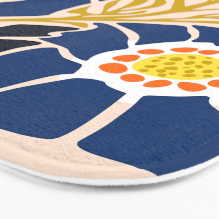 Modern floral illustration; Backyard flower Bath Mat Gallery Image 3