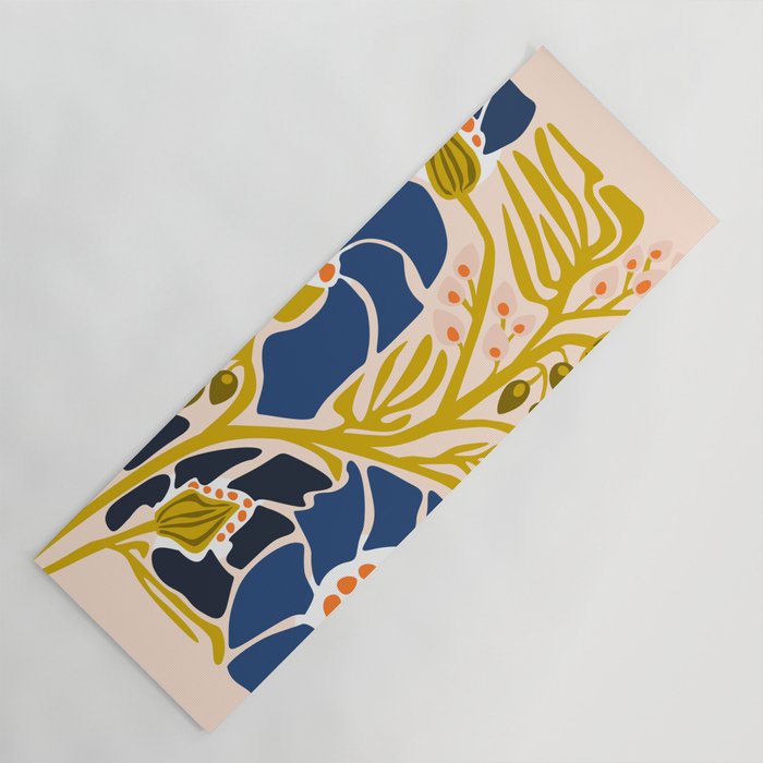 Modern floral illustration; Backyard flower Yoga Mat Gallery Image 1