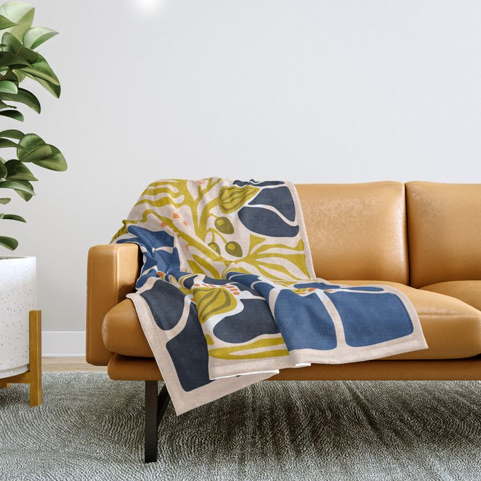 Modern floral illustration; Backyard flower Throw Blanket Gallery Image 1