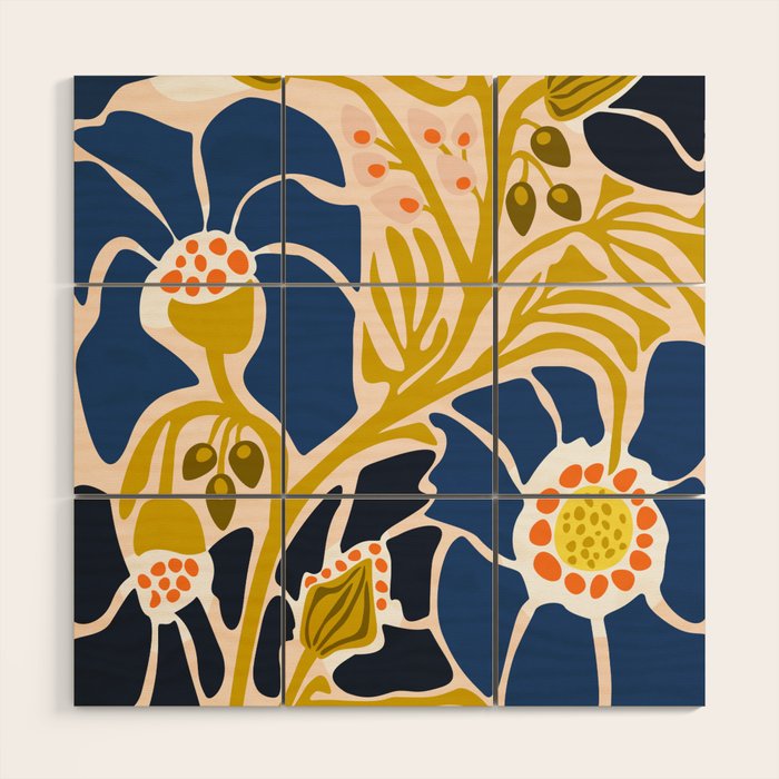 Modern floral illustration; Backyard flower Wood Wall Art Gallery Image 1