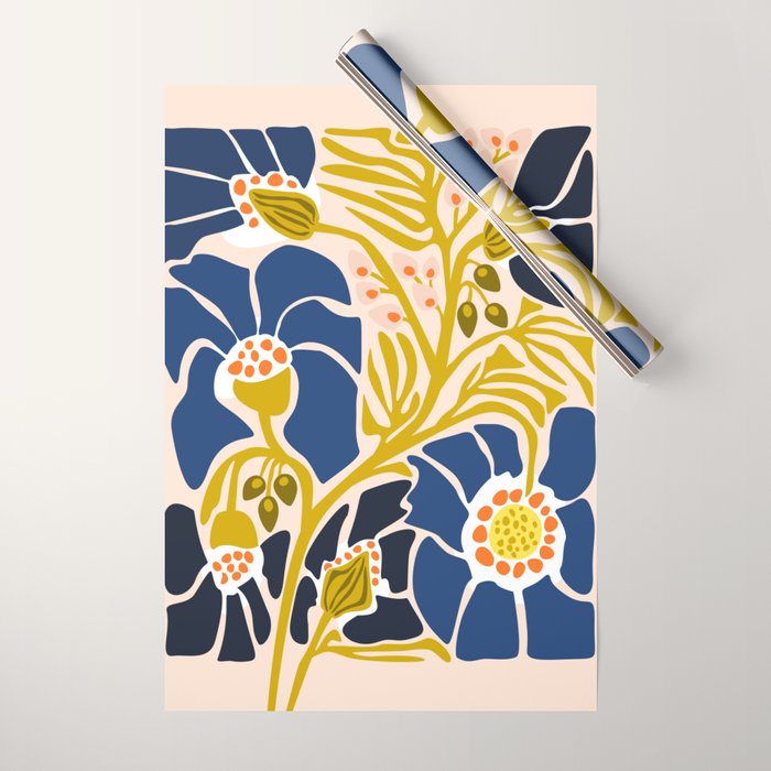 Modern floral illustration; Backyard flower Wrapping Paper Gallery Image 1