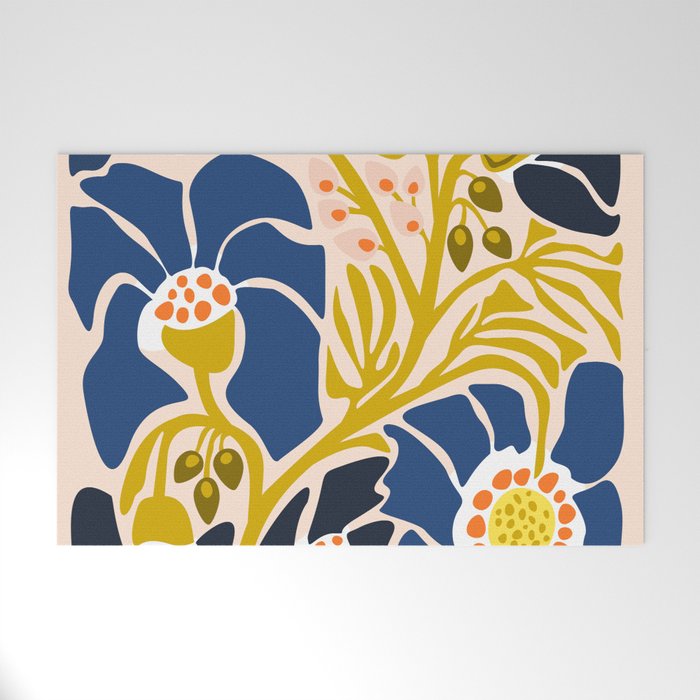 Modern floral illustration; Backyard flower Welcome Mat Gallery Image 1