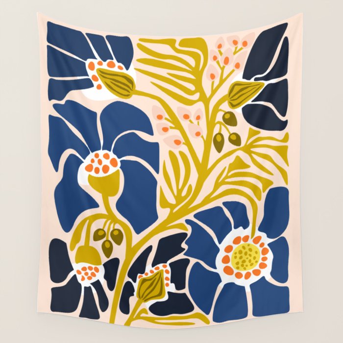 Modern floral illustration; Backyard flower Wall Tapestry Gallery Image 4