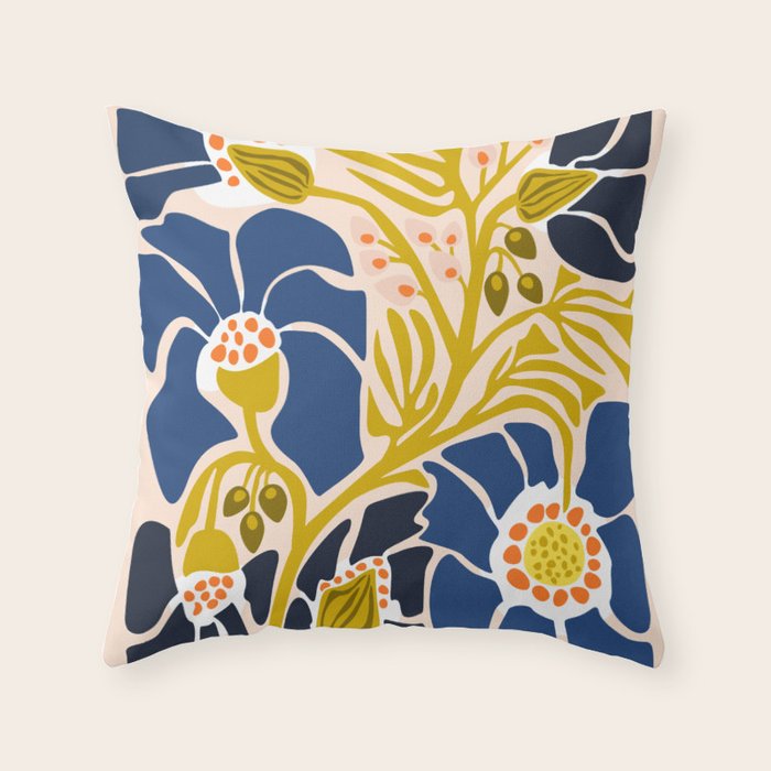Modern floral illustration; Backyard flower Throw Pillow Gallery Image 6
