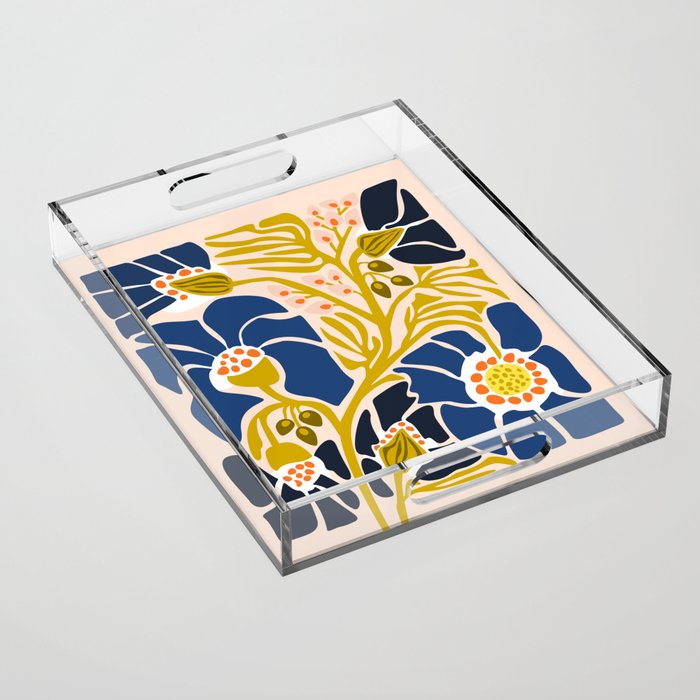 Modern floral illustration; Backyard flower Acrylic Tray Gallery Image 1