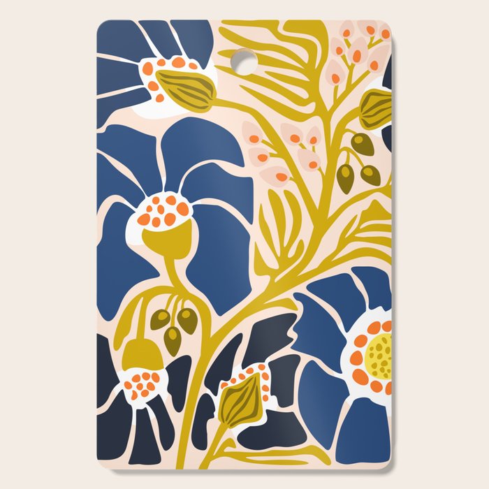 Modern floral illustration; Backyard flower Cutting Board Gallery Image 1
