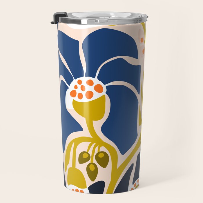 Modern floral illustration; Backyard flower Travel Mug Gallery Image 3