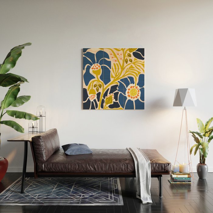 Modern floral illustration; Backyard flower Wood Wall Art Gallery Image 2